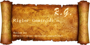 Rigler Geminián névjegykártya